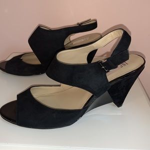 INC suede wedge sandals